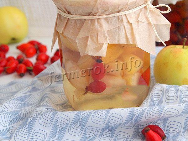 Полезный рецепт компота с яблоками и шиповником
