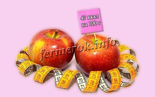 Калорийность яблок Гала примерно 47 ккал на 100 г